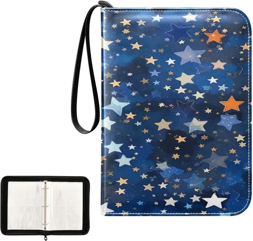 Vista 2 de Álbumes coleccionables de tarjetas coleccionables con diseño de estrellas, carpeta de tarjetas de 4 bolsillos con 50 fundas extraíbles