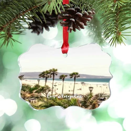 Vista 15 de Florida USA - Adornos de Navidad acrílicos de Miami, paisaje urbano, decoraciones de Navidad para árbol de viaje, recuerdo, adornos de Navidad