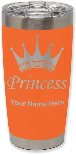 Vista 26 de LaserGram Vaso aislado al vacío de 20 onzas, corona de princesa, grabado personalizado incluido (negro)
