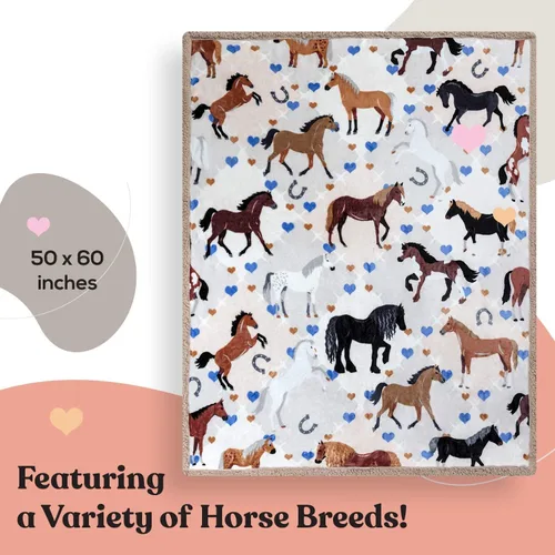 Vista 5 de Manta de caballo para niñas, regalo perfecto para niñas, suave y acogedora manta de 50 x 60 pulgadas, amada por niños y nietas, regalos ecuestres