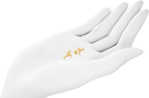 Vista 3 de Pendientes de colibrí de oro amarillo macizo de 14 quilates Pendientes de animales con detalles intrincados 0.461 in x 0.445 in 0.02 oz, Metal