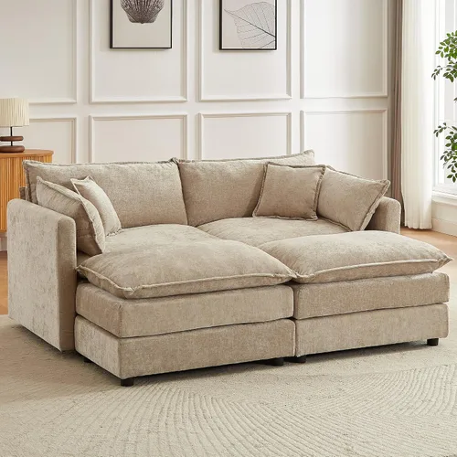 Vista 14 de Sofá modular seccional, juego de sofá en forma de L de 77 pulgadas con reposabrazos, cómodos sofás de nube de 2 plazas para sala de estar