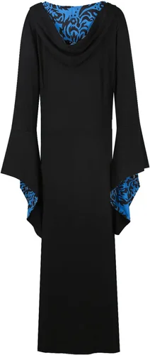 Vista 4 de Disfraces renacentistas para mujer, sexy, vintage, manga acampanada, dobladillo grande, vestidos largos de moda, vestido gótico de Halloween