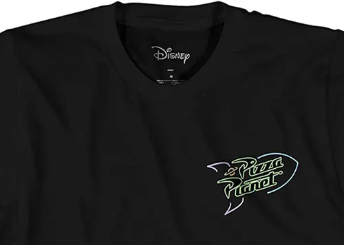 Vista 6 de Camiseta de Toy Story Group para hombre, Woody, Buzz Lightyear, Rex & Pizza Planet Aliens, hecha en los años 90 Kanji clásica