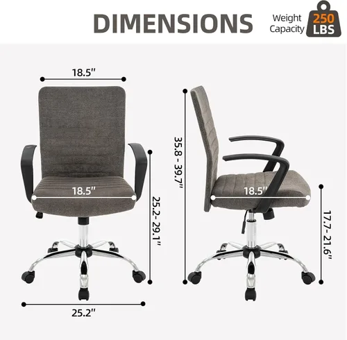 Vista 3 de 422 High Back Ribbed Office Chair Ergonomically Designed with Armrest Executive Swivel Computer Chairs with Wheels for Conference Study Leisure