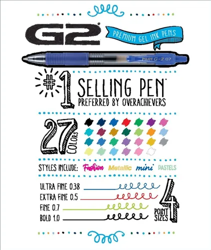Vista 5 de Pilot G2 - Bolígrafos de gel de alta calidad, punta fina de 0.028 in, colores surtidos, paquete de 8