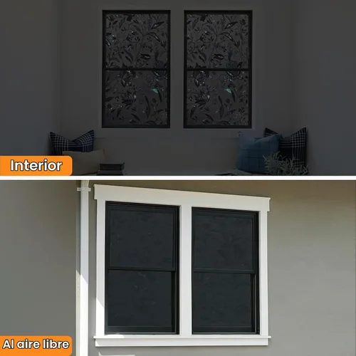 Vista 6 de Película opaca para ventana, 100% con bloqueo de luz solar, cubierta de privacidad extraíble para ventana, tinte para ventanas de vidrieras