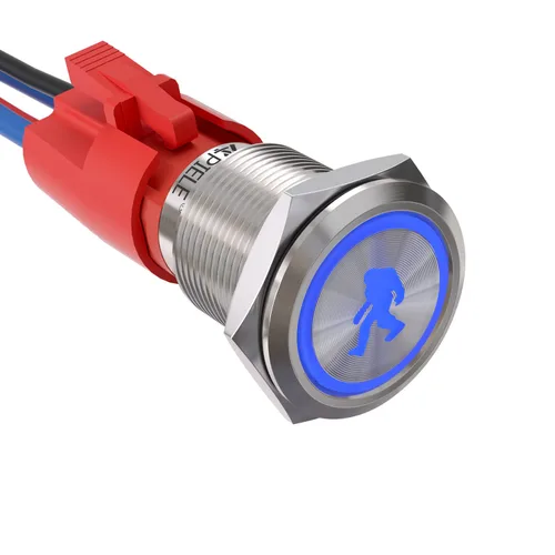 Vista 15 de APIELE Interruptor de botón de presión para barra de luz LED, encendido/apagado SPST, acero inoxidable, 10A, 12V, 24VDC, precableado, 19mm, 0.74