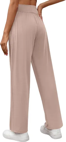Vista 3 de Neer 2 piezas de pantalones deportivos de yoga de pierna ancha para mujer, pantalones de descanso de cintura alta, pantalones de entrenamiento