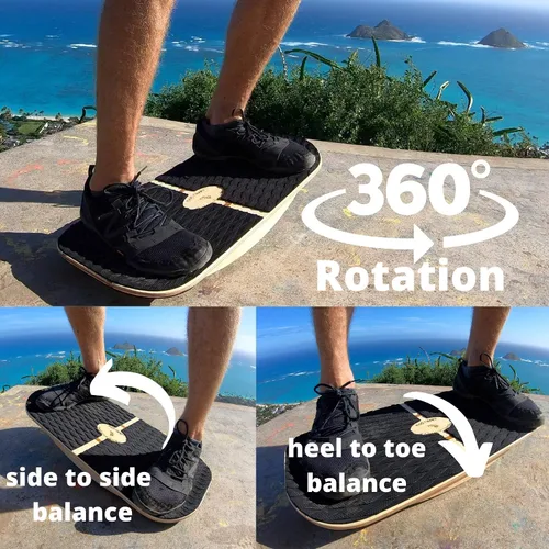 Vista 3 de Blue Planet Balance Surfer Tabla de equilibrio de bambú para oficina, escritorios de pie, surf, SUP, yoga, ejercicio! Incluye 3 módulos