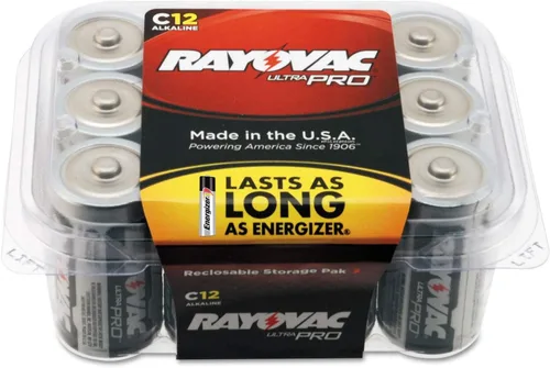 Vista 2 de Rayovac Baterías ALC-12PPJ UltraPro Pilas alcalinas industriales, tamaño C, estándar, color negro, paquete con 12