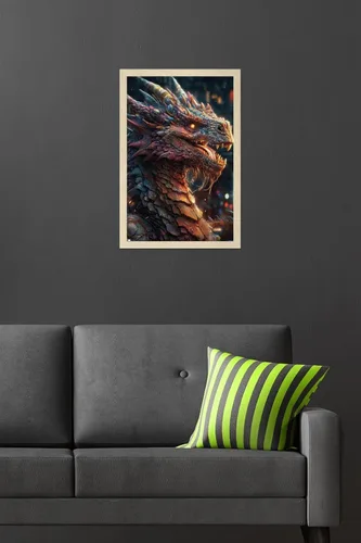 Vista 6 de Trends International Wumples - Dragon Wall Poster, 22.4L x 14.7W, Blonde Framed Version