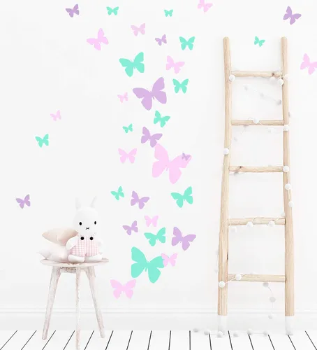Vista 2 de Calcomanías de pared de mariposas para adolescentes y niñas, calcomanías de pared para dormitorio, decoración de habitación de niños, decoración