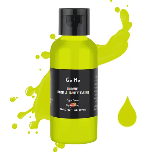 Vista 13 de Go Ho Pintura facial y corporal negra líquida (2.1 onzas), maquillaje negro a base de agua y pintura corporal para aerógrafo maquillaje especial FX