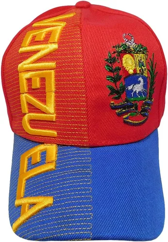 Vista 2 de Venezuela 7 Estrellas Rojo Royal Blue Crest Patch En El Lado Derecho Costura Oro 100% Acrílico Ajustable Bordado Sombrero, Multi