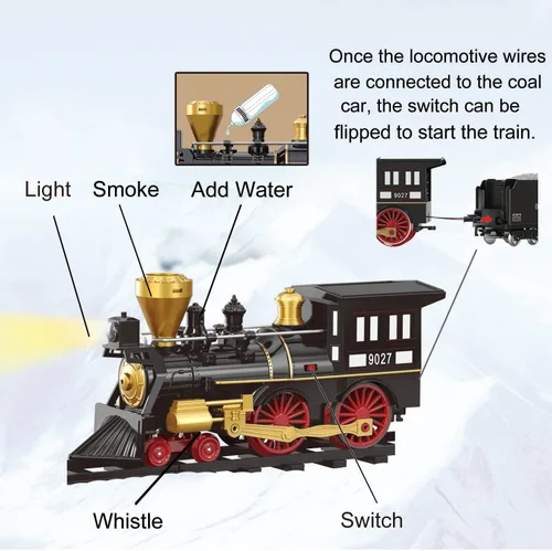Vista 2 de Juego de Tren para Niños - Tren Eléctrico con Control Remoto, Pista de Tren Alrededor del Árbol de Navidad, Kits de Ferrocarril con Locomotora