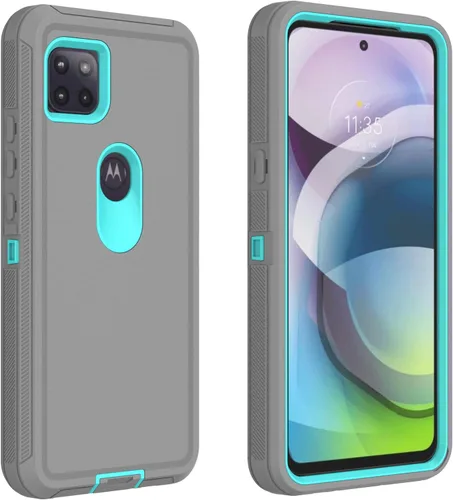 Vista 8 de Funda para Motorola Moto One 5G Ace, funda resistente de poliuretano termoplástico suave, policarbonato duro, resistente, a prueba de golpes, a Negro