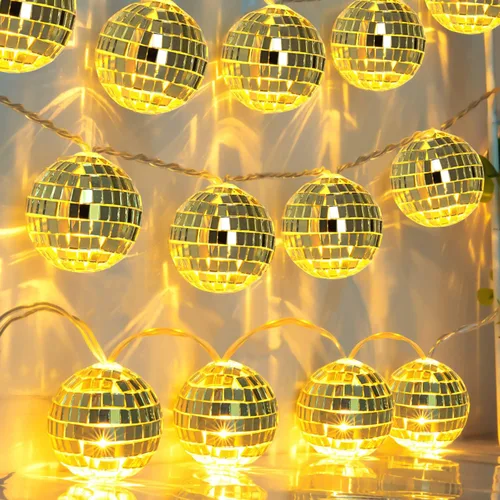 Vista 8 de AceList Tira de luces de bola de discoteca de 20 LED de 9.8 pies, funciona con pilas y enchufe USB, luz de bola de discoteca negra para decoración