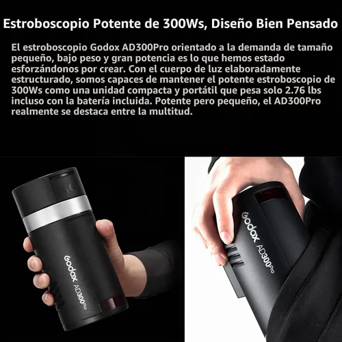Vista 7 de Godox AD300 Pro AD300Pro Flash estroboscópico al aire libre, 300Ws TTL 1