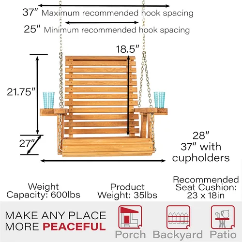 Vista 2 de Amish Casual Silla giratoria resistente con tratamiento a presión con portavasos (mancha de cedro)