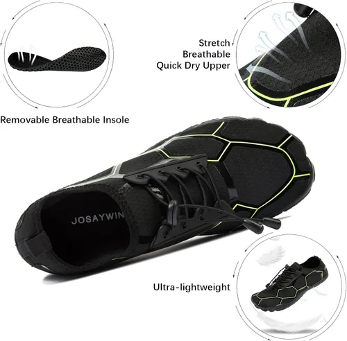 Vista 2 de YESMOLA Mens Water Shoes Beach Barefoot Shoes Wide Toe Five Finger Swim Aqua Shoes for Pool Fishing River Surfing