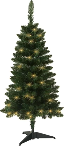 Vista 11 de Árbol de Navidad artificial preiluminado de 3 pies, funciona con pilas, árbol de Navidad de escritorio con 50 LED, 160 puntas de rama, mini Azul-gris