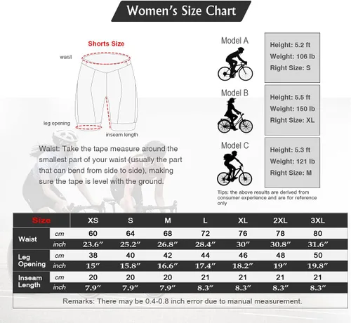 Vista 7 de CATENA Pantalones cortos de bicicleta para mujer con acolchado 3D, para bicicleta de carretera, multicolor