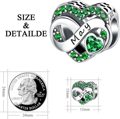 Vista 6 de Abalorios de plata de ley 925 con forma de corazón de amor, dijes de feliz cumpleaños para pulsera, collar, día de San Valentín, día de la madre