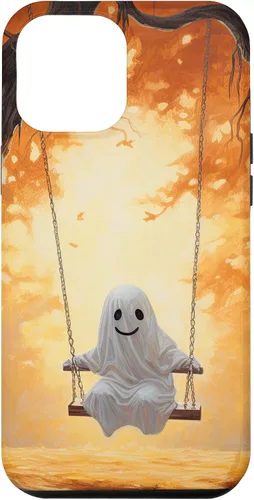 Vista 6 de iPhone 15 Cute Ghost On A Swing Haunted Forest Spooky Autumn Case