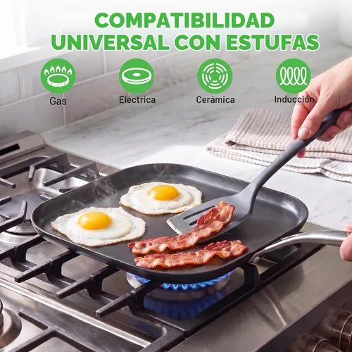 Vista 5 de NutriChef 11-Inch Griddle Pan Ceramic Non-stick with Induction Base Black