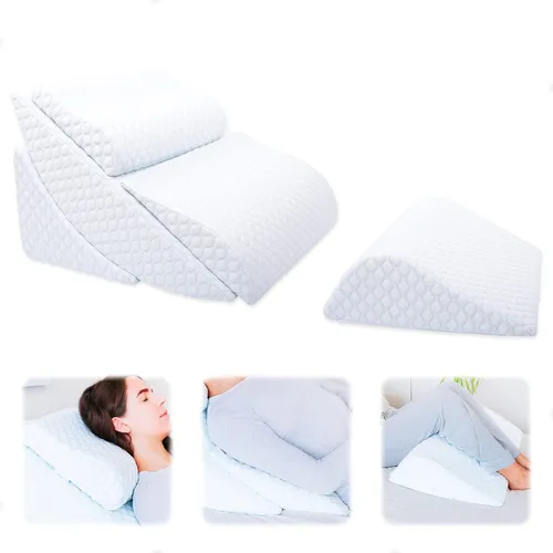 Vista 7 de Juego de almohada ortopédica ajustable de cuña para cama poscirugía, almohada de cuña de espuma viscoelástica para aliviar el dolor de espalda