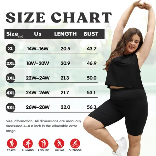 Vista 6 de Women's Plus Size Workout Clothing Tank Tops Racerback Loose Fit Athletic Color-Block Tops Yoga Summer Tops,Pink,3XL