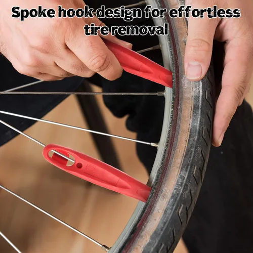 Vista 5 de Kit completo de reparación de bicicleta con bolsa impermeable y bomba de neumáticos estable Herramienta esencial para bicicleta, kit de parches