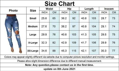 Vista 3 de Women's Skinny Ripped Jeans Stretch Destroyed Mid High Waist Denim Pants