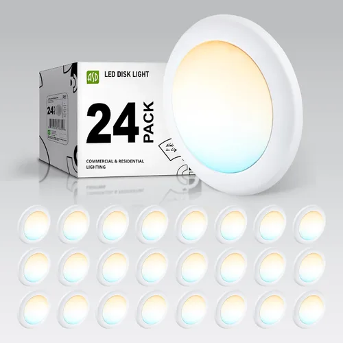 Vista 10 de ASD Paquete de 6 luces LED de disco de 4 pulgadas, 10 W 5CCT 2700K-5000K 685LM CRI90+, lámpara de techo regulable, disco de montaje en superficie