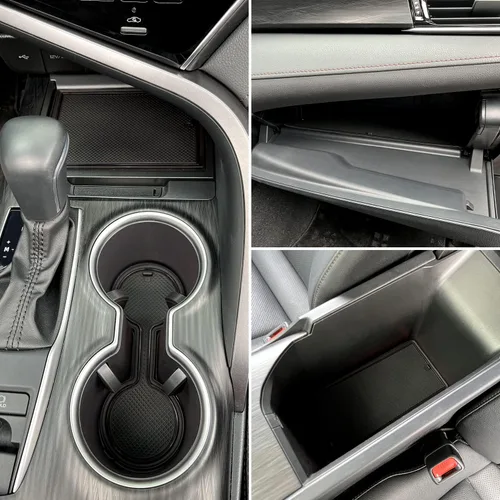 Vista 2 de Para Toyota Camry Accessories 2018 2019 2020 2021 2022 2023 2024 Inserto de portavasos personalizado, organizador de consola central, tapete de Negro