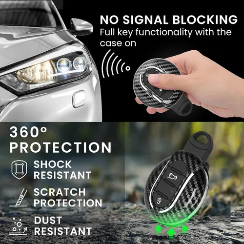 Vista 6 de kwmobile Funda para llave compatible con Mini - Carbono