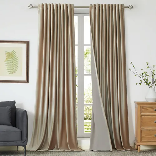 Vista 29 de Cortinas opacas de terciopelo de felpa negras de 63 pulgadas de largo para dormitorio, juego de 2 paneles de forro con bolsillo para barra, pestaña
