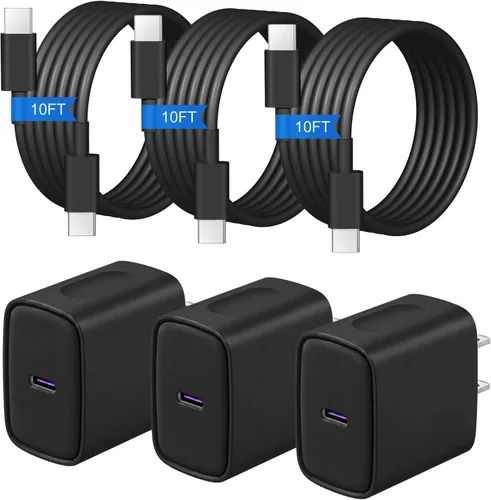 Vista 9 de Cargador para iPhone 17 16 15 3+3 Pack USB C Bloque de cargador con cable