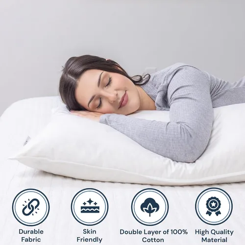 Vista 7 de Almohada corporal de plumas de ganso blanco y plumón – Almohadas de 20 pulgadas x 60 pulgadas
