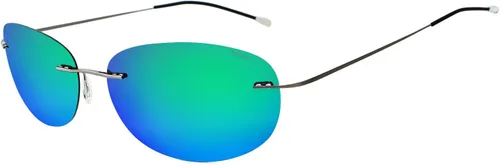 Vista 8 de RONSOU Gafas de sol polarizadas ultraligeras de titanio sin marco 1 lente gris marco gris