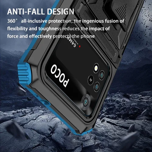 Vista 2 de CCSamll - Funda para Xiaomi Poco M4 Pro 4G (no 5G) con funda de clip para cinturón, funda de protección resistente de grado militar con soporte