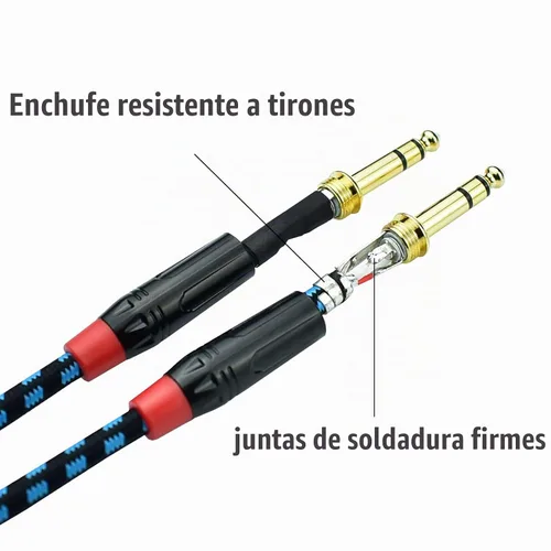 Vista 5 de Paquete de 2 cables TRS 1/4 equilibrados de 3.3 pies, cable