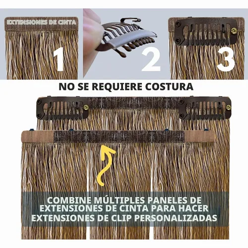 Vista 3 de Kizzy Clips Kit de extensiones de cabello con clip para bricolaje (negro)