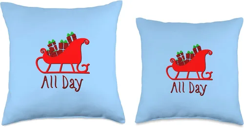 Vista 3 de Sleigh All Day Funny Witty Christmas X-mas Pun Throw Pillow
