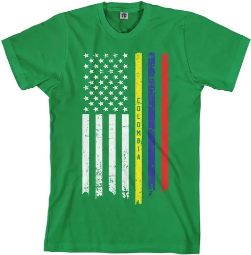Vista 4 de Threadrock Camiseta con la bandera colombiana americana para hombre