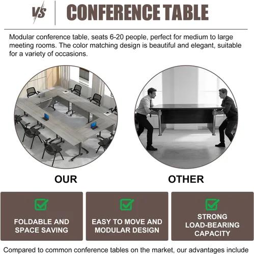 Vista 9 de Paquete de 2 mesas de conferencias plegables, mesa de entrenamiento modular Olmo