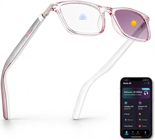 Vista 11 de GenXenon Gafas inteligentes para hombres y mujeres, lentes de luz azul transparente, gafas Bluetooth con altavoz, asistente de voz y toque