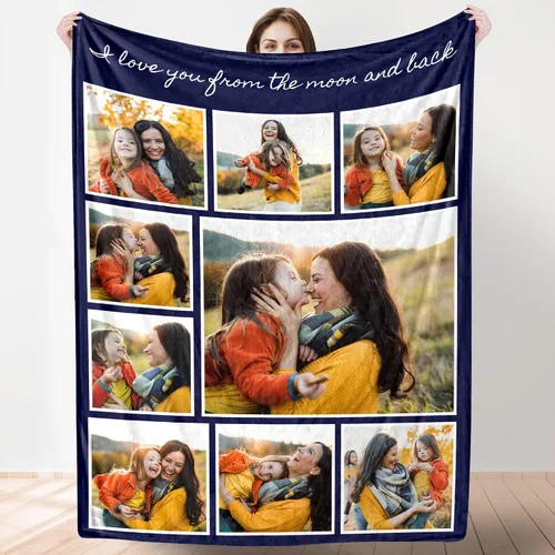 Vista 22 de Artsadd Manta personalizada con collage de texto fotográfico, manta de fotos personalizada para hombres, mujeres, él o ella, manta personalizada