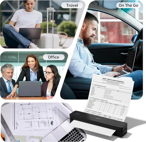 Vista 6 de HPRT MT610 Inkless Portable Thermal Printerr for Travel, Supports Thermal Paper & Labels, Multi-User Bluetooth, Compatible with iOS/Android/Laptop